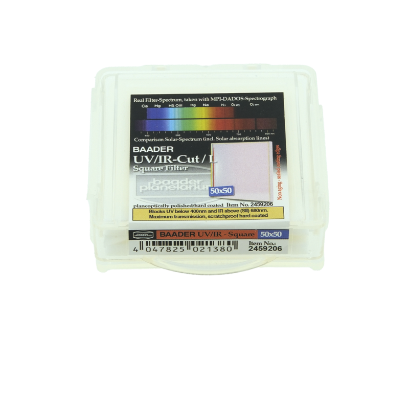 FILTRE UV / IR CUT / L SECTION CARREE 50 X 50 MM NON MONTE